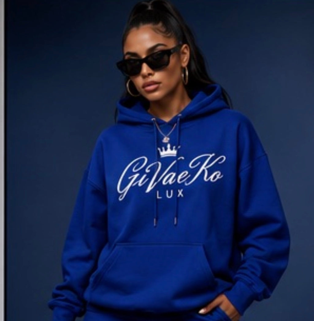 GiVaeKo Lux Women's Hoodie – Crown Script Luxury Streetwear Pullover