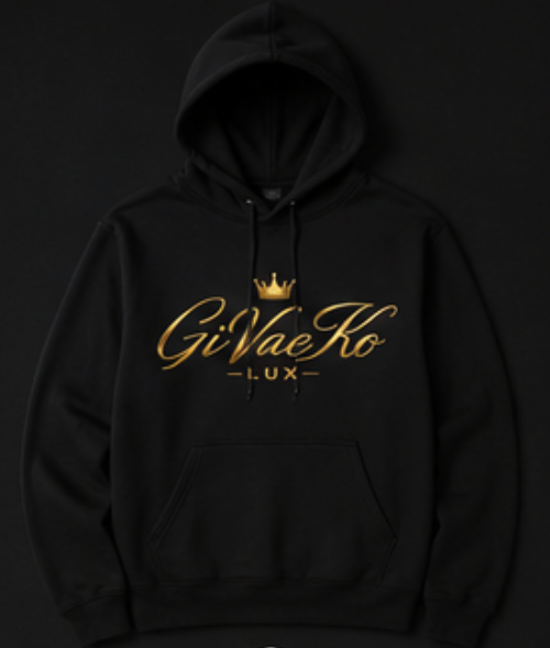 GiVaeKo Lux Men's Hoodie – Crown Script Luxury Streetwear Pullover